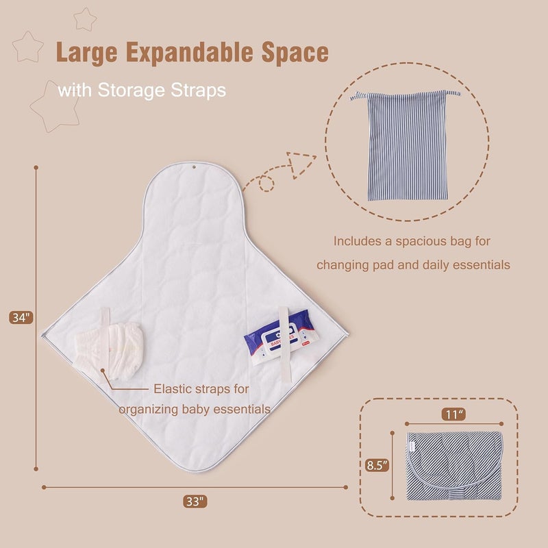 U-tex Baby Portable Changing Pad, Waterproof & Wipeable Diaper Changing Mat with Carrying Bag, Foldable Changing Mat for Travel, Newborn Shower Gifts - Image 2